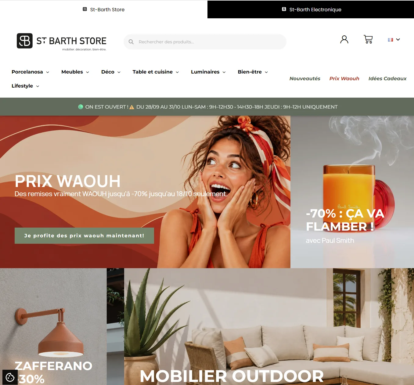 Page d'accueil de la boutique en ligne St Barth Store